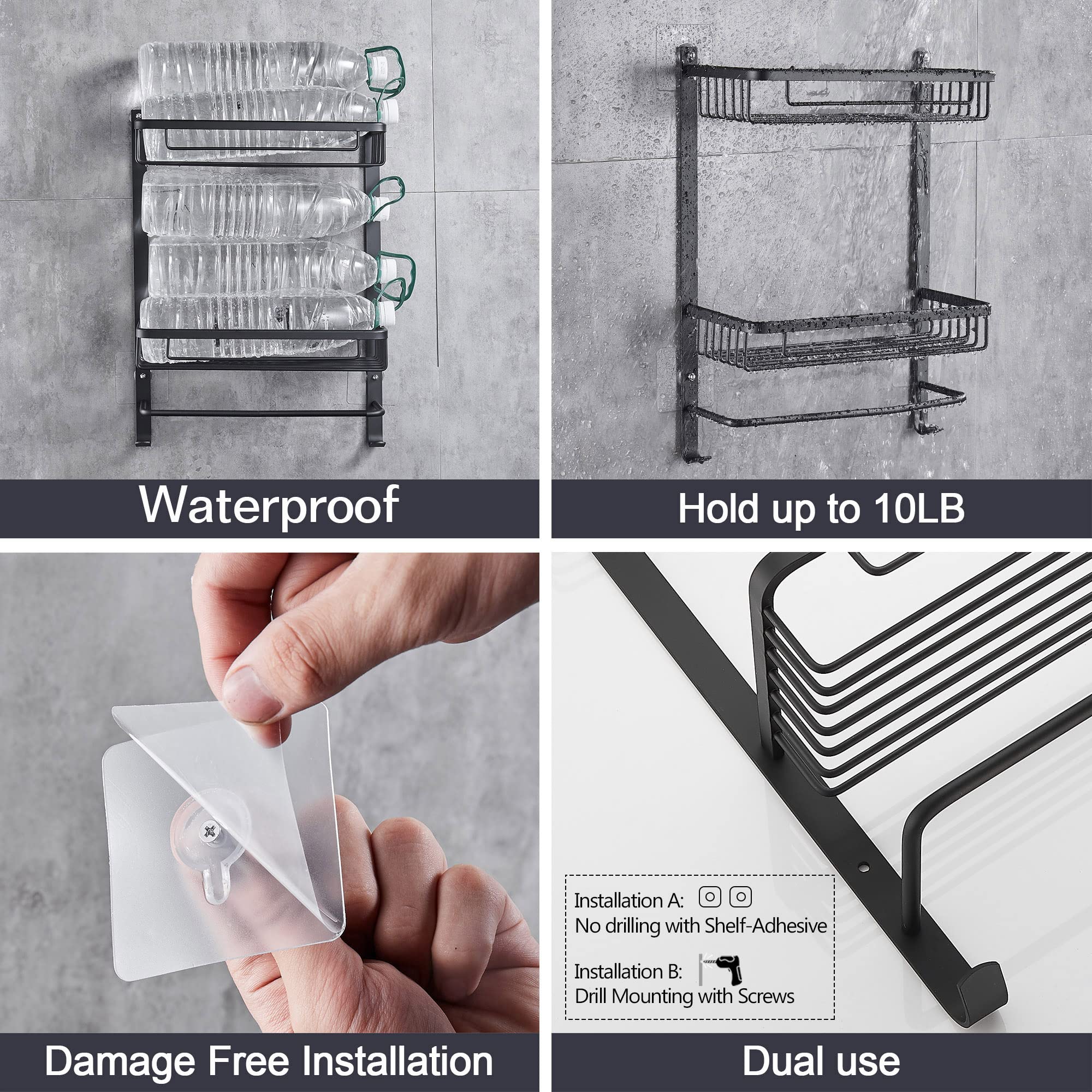 gricol-tag-res-de-douche-tag-re-sans-per-age-noir-2-niveaux image 3