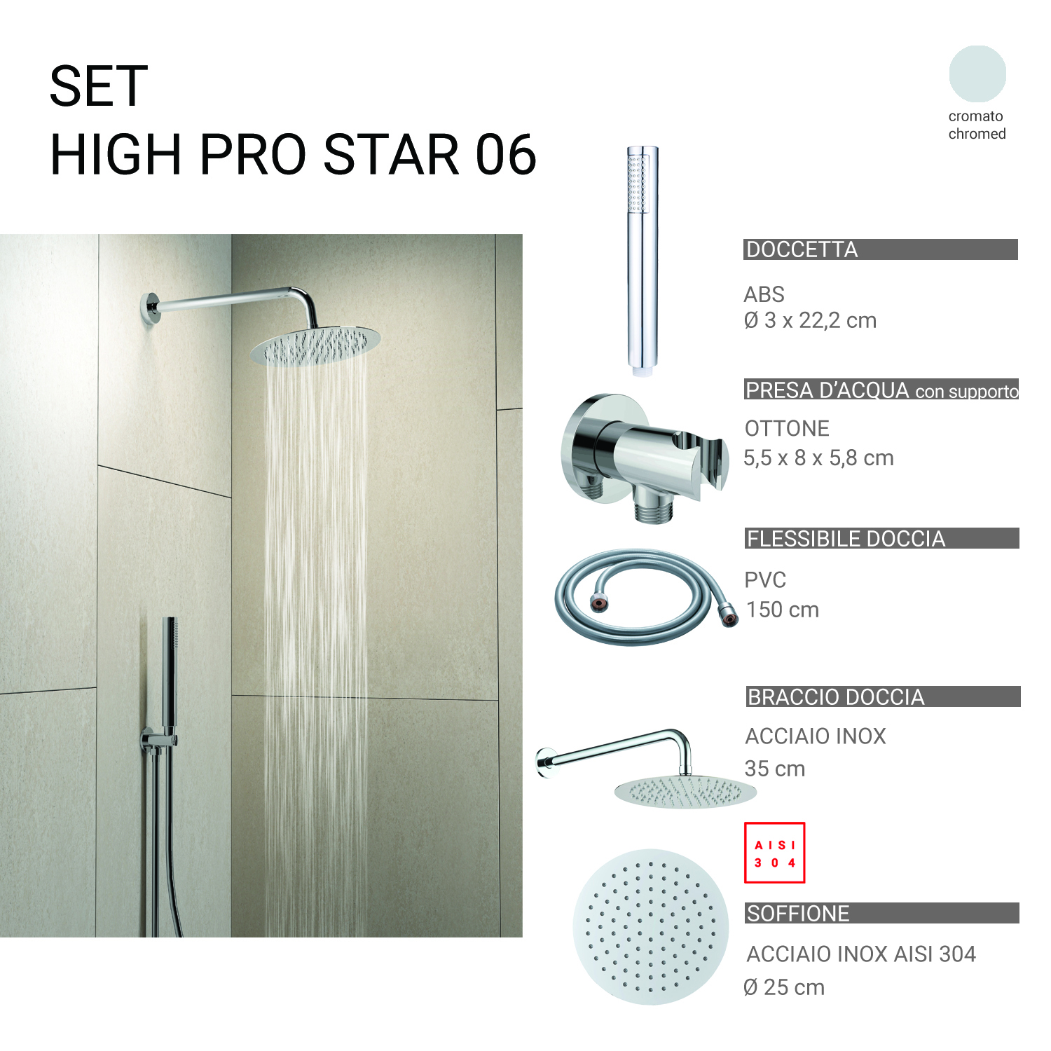 gedy-high-pro-star-06-ensemble-douche-5-pi-ces-chrome image 1