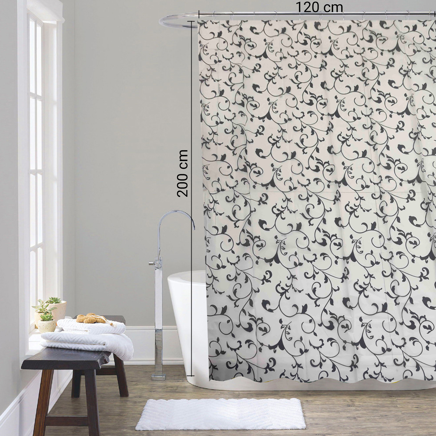 gedy-corinzia-rideau-de-douche-120x200-blanc-noir image 2