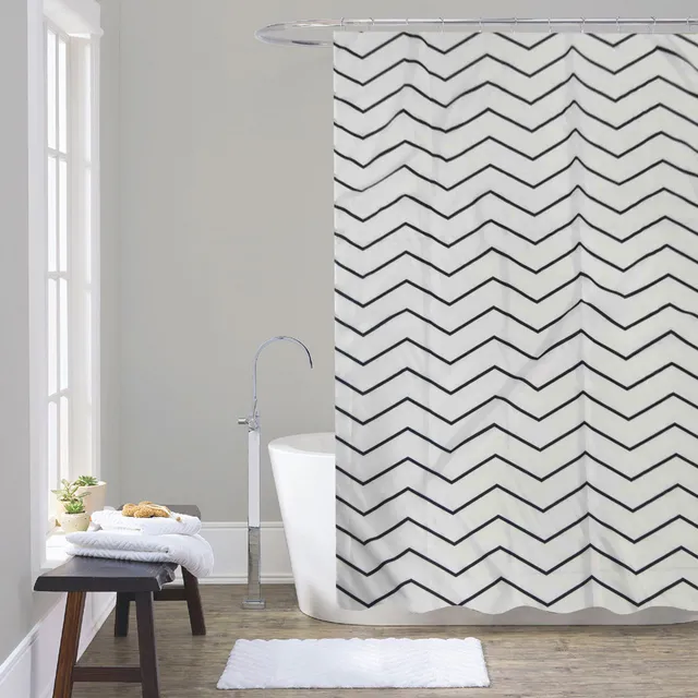 gedy-zig-zag-rideau-de-douche-240x200-cm-blanc-noir image 1