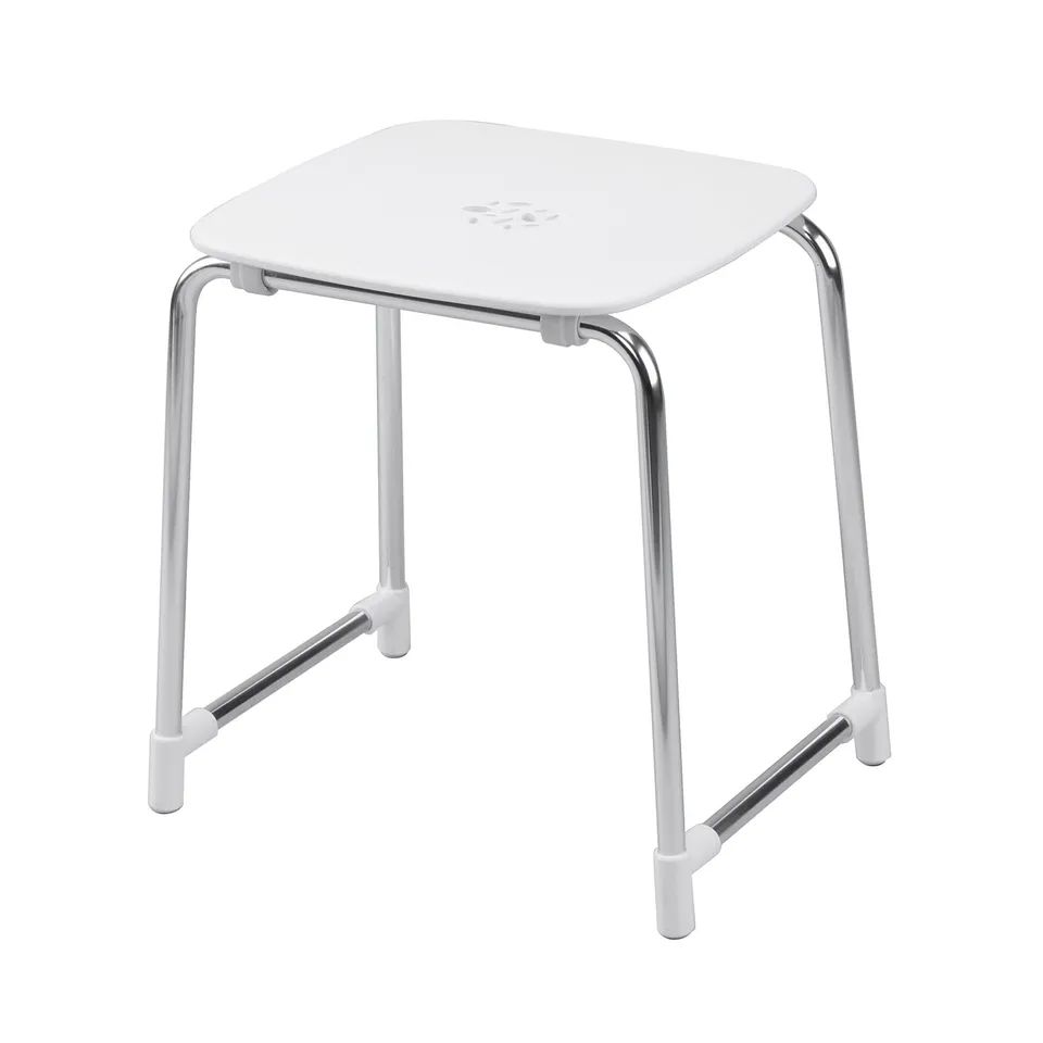 gedy-prima-classe-tabouret-blanc-chrome-salle-de-bain image 1