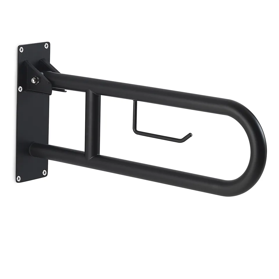 gedy-snug-barre-d-appui-rabattable-noire-porte-rouleau image 1