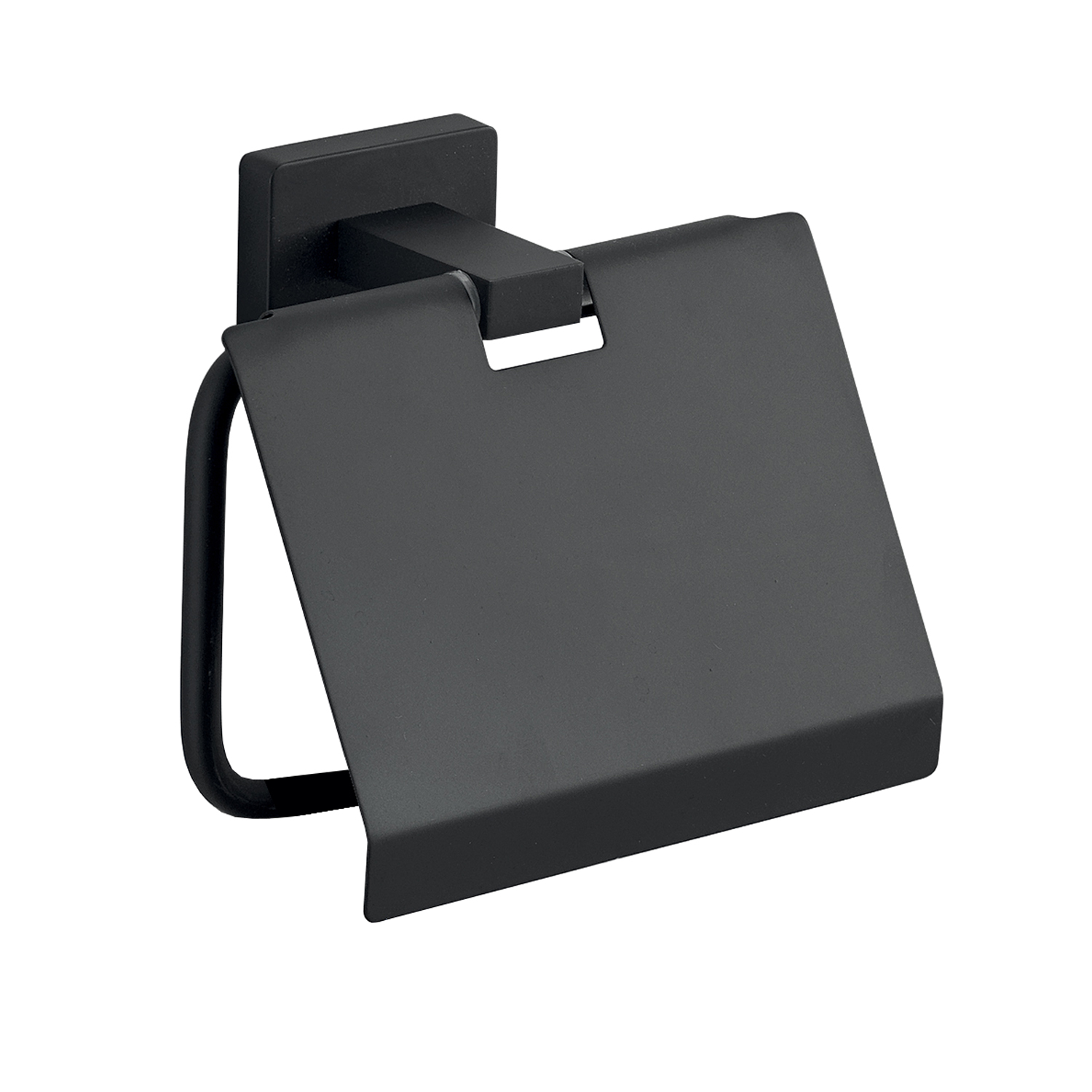 gedy-atena-porte-rouleau-avec-couvercle-noir-mat-fixer image 1