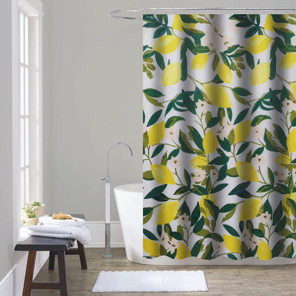 gedy-lemon-rideau-de-douche-180x200-blanc-jaune-vert image 1