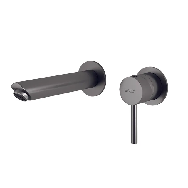 gedy-garda-mitigeur-lavabo-mural-gun-metal-bec image 1