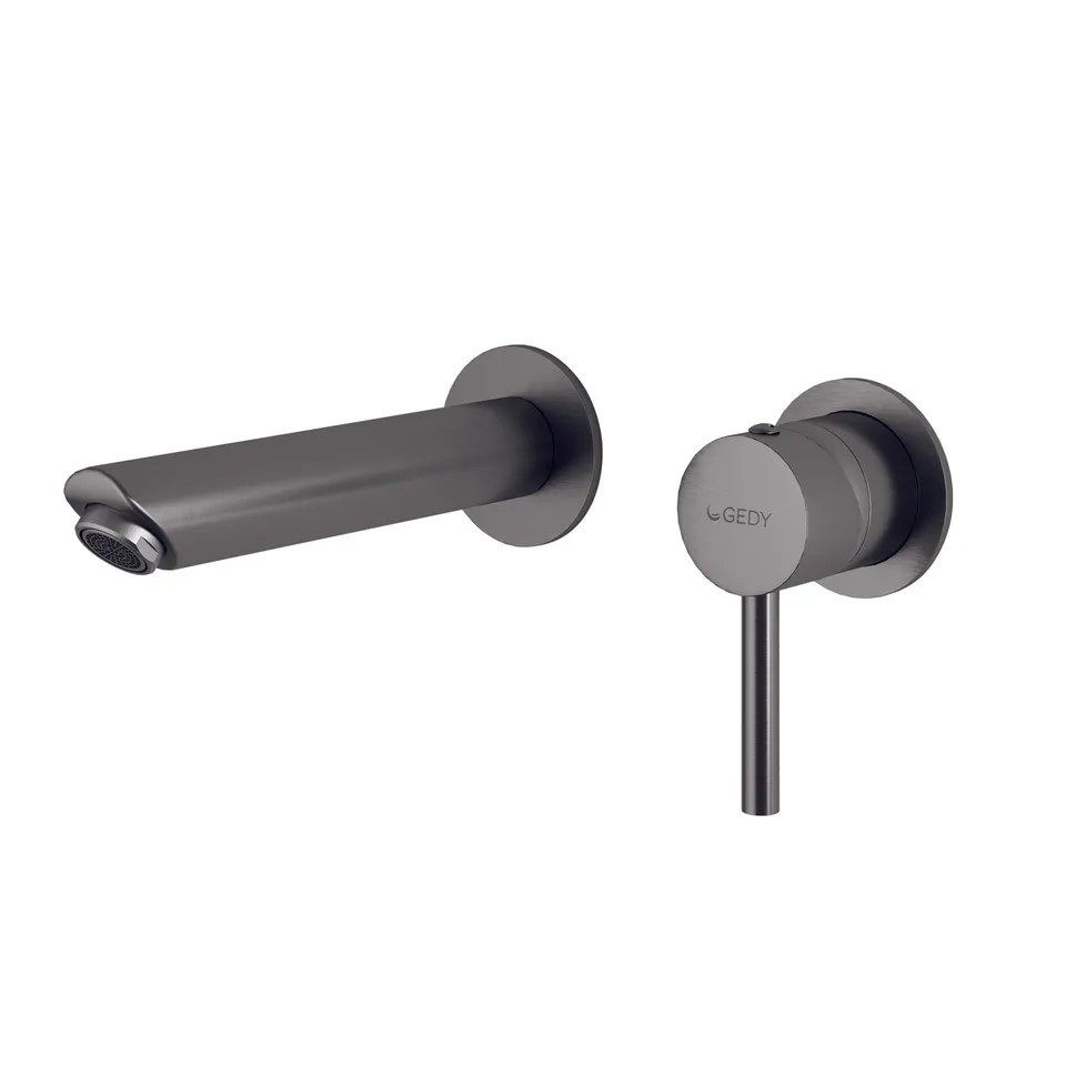 gedy-garda-mitigeur-lavabo-mural-gun-metal-bec image 1