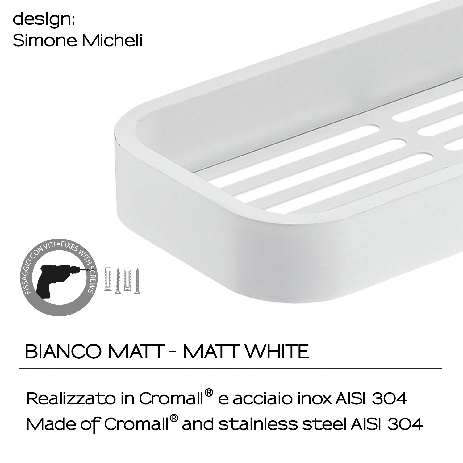 gedy-outline-porte-objets-douche-rectangulaire-blanc-mat image 4