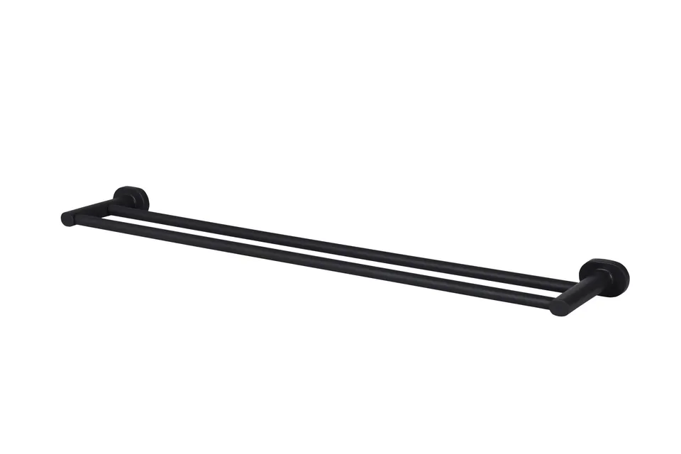 bisk-go-double-barre-fixe-600-porte-serviettes-noir-mat image 1