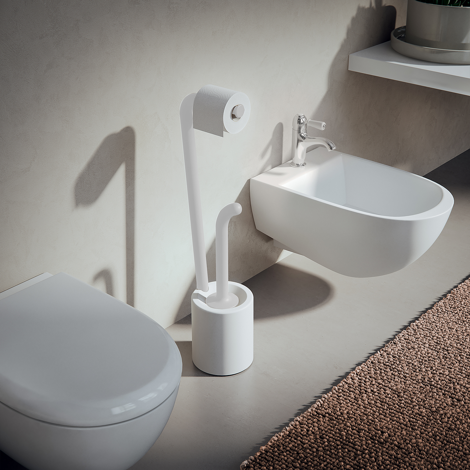 gedy-wendy-ensemble-wc-porte-papier-brosse-blanc image 3