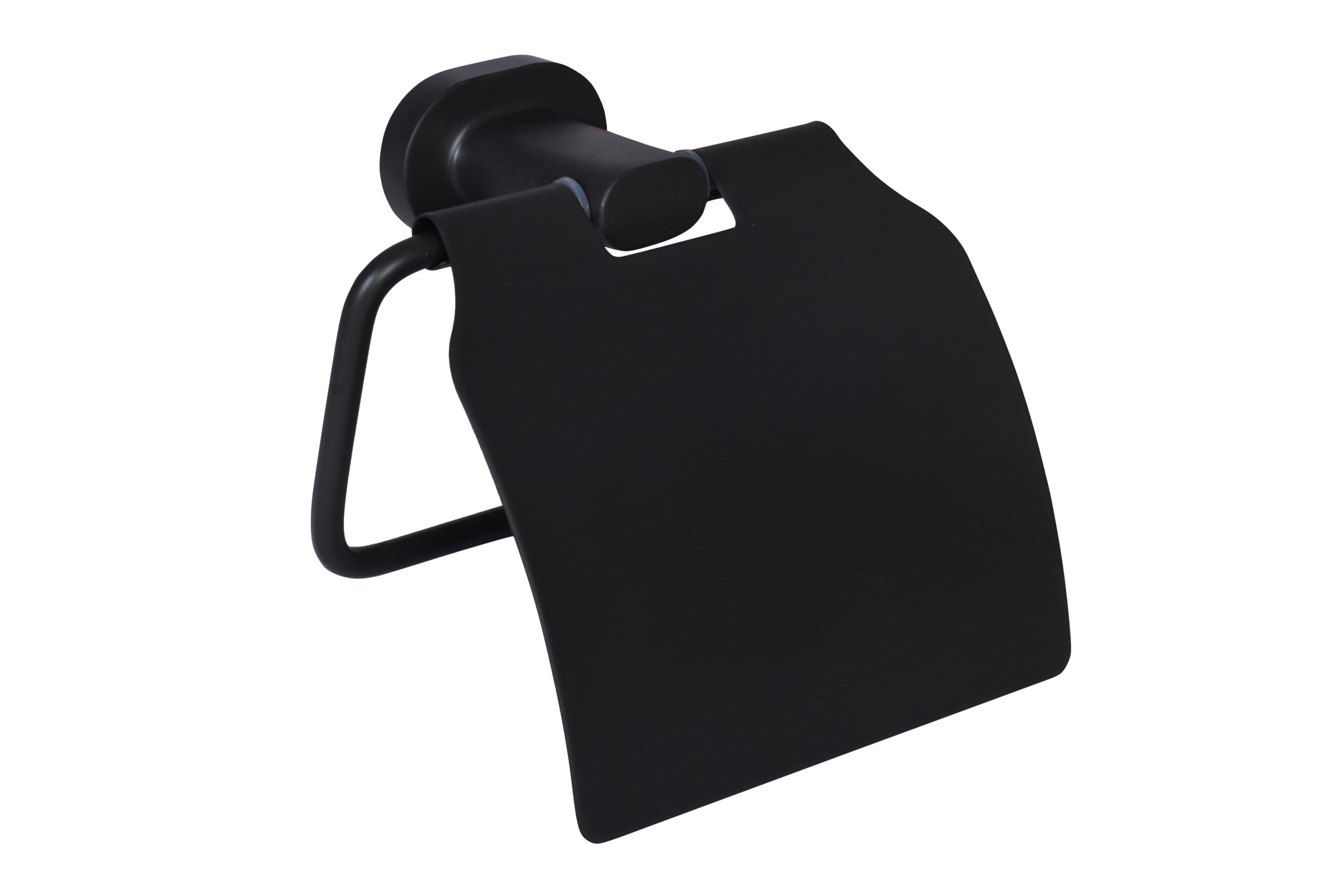 bisk-go-porte-rouleau-wc-noir-mat-avec-couvercle image 1