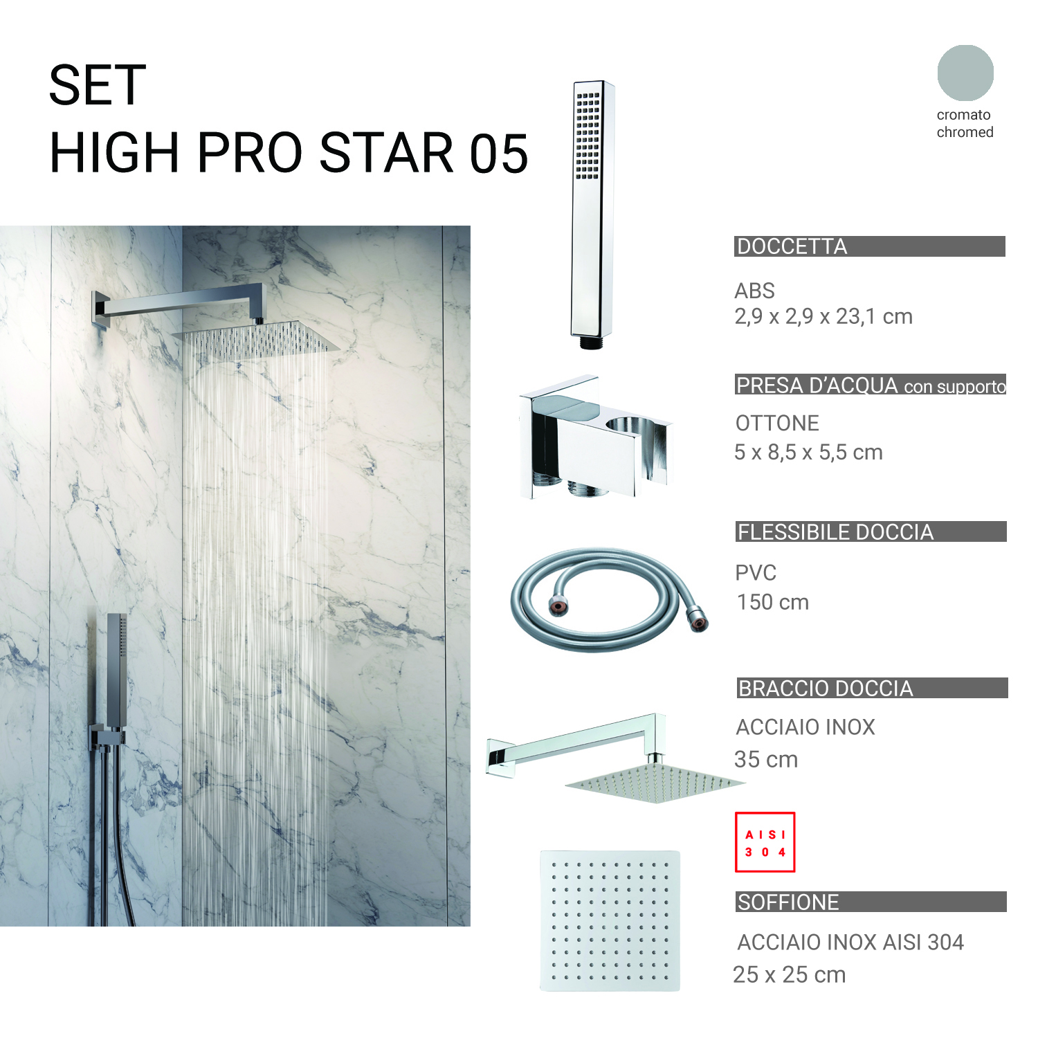 gedy-high-pro-star-05-ensemble-douche-5-pi-ces-chrome image 1