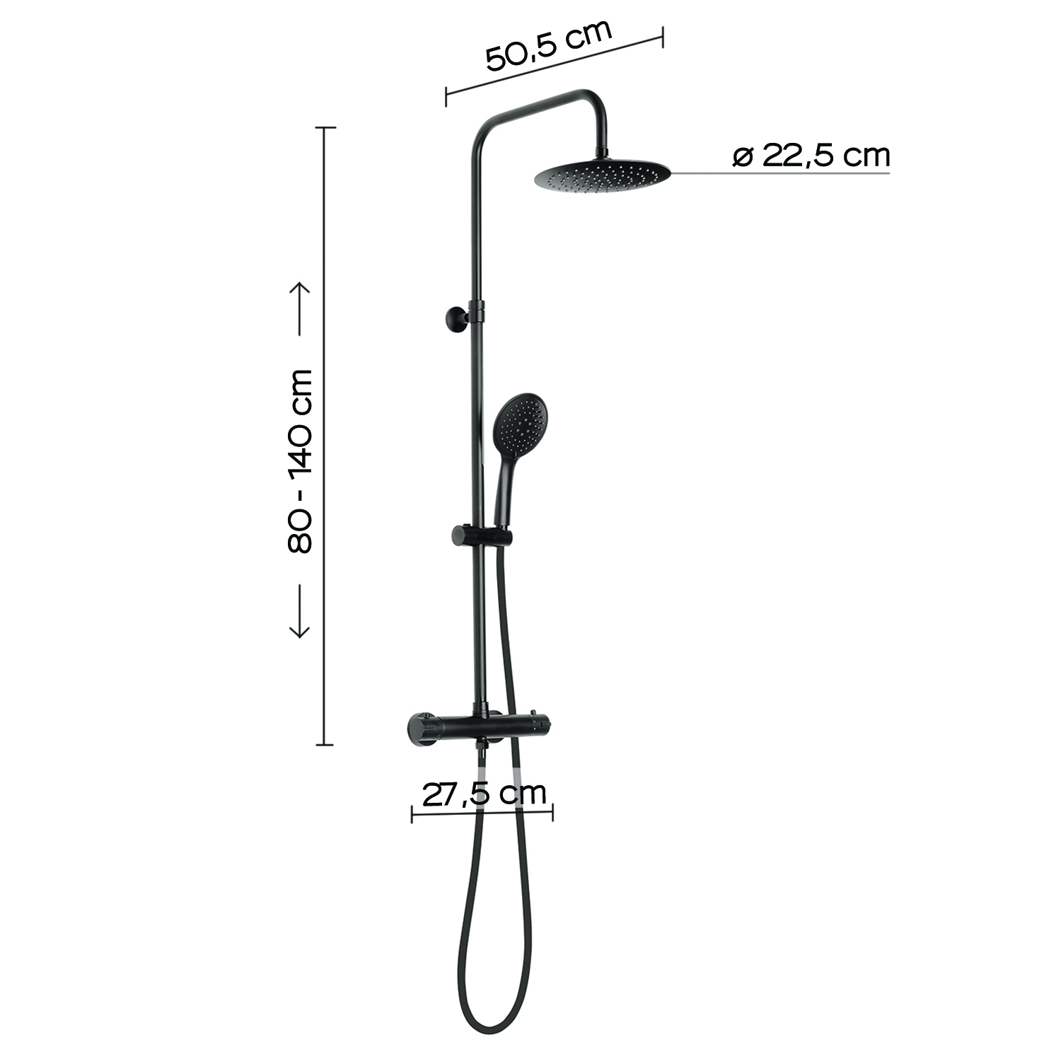 gedy-star-mix-03-colonne-de-douche-extensible-noir-mat image 3