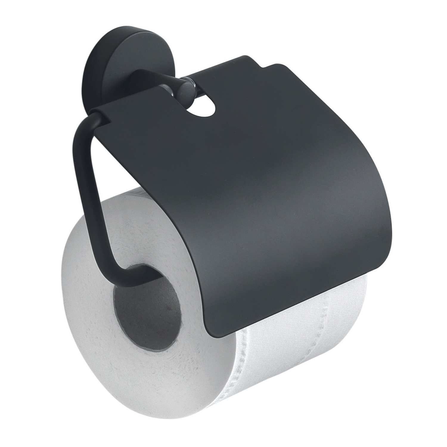 gedy-eros-porte-rouleau-papier-toilette-noir-mat-avec-couvercle image 1