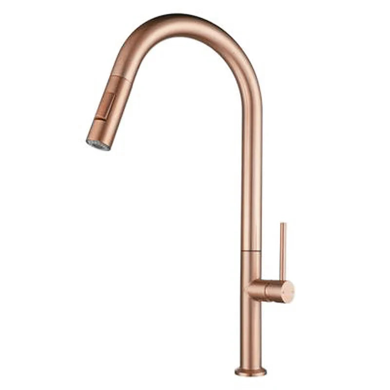 hudor-p-n-e-robinet-cuisine-or-rose-douchette-extractible image 1