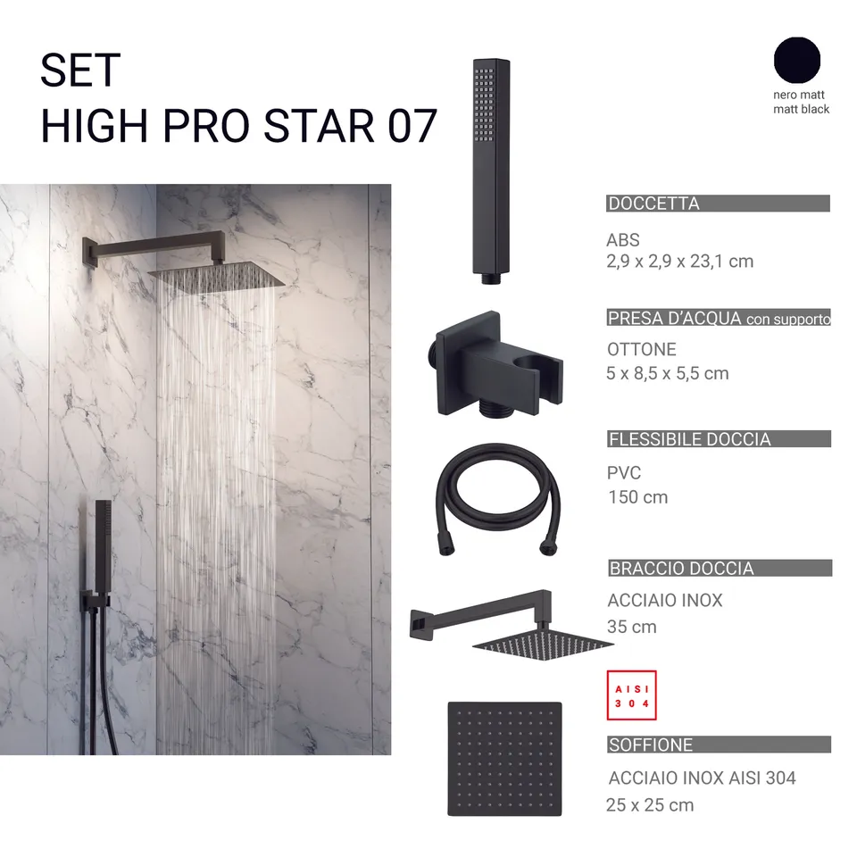 gedy-high-pro-star-07-ensemble-douche-noir-mat-5-pi-ces image 1