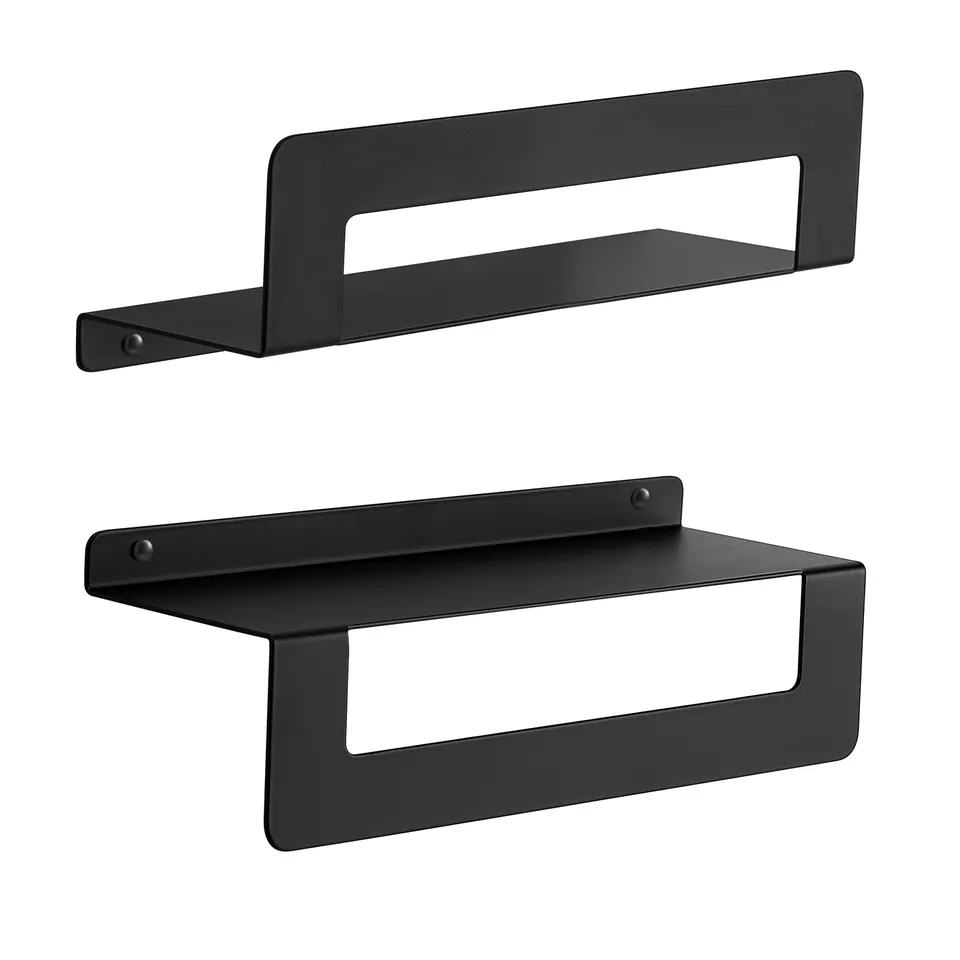 gedy-cleo-porte-objet-douche-et-porte-serviette-noir-mat image 1