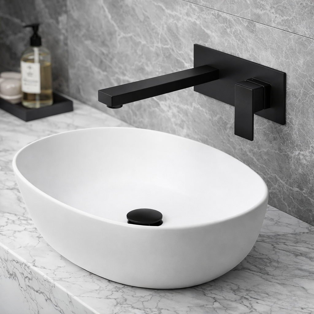 hudor-alph-e-robinet-lavabo-mural-noir-mat-laiton image 2