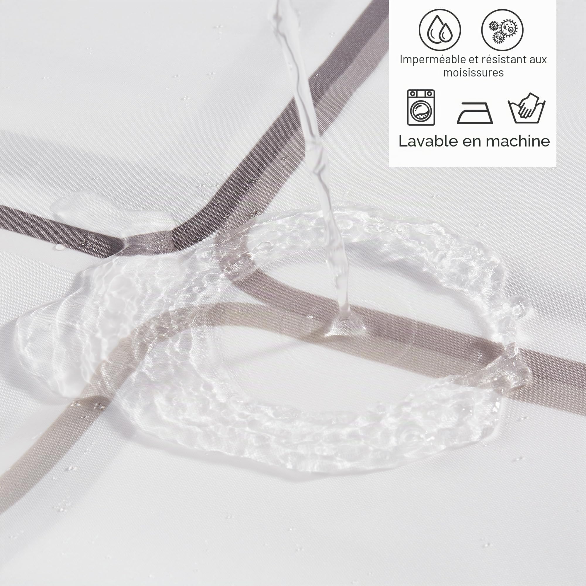 gricol-rideau-de-douche-polyester-180x180-blanc-carreaux-12-crochets image 2