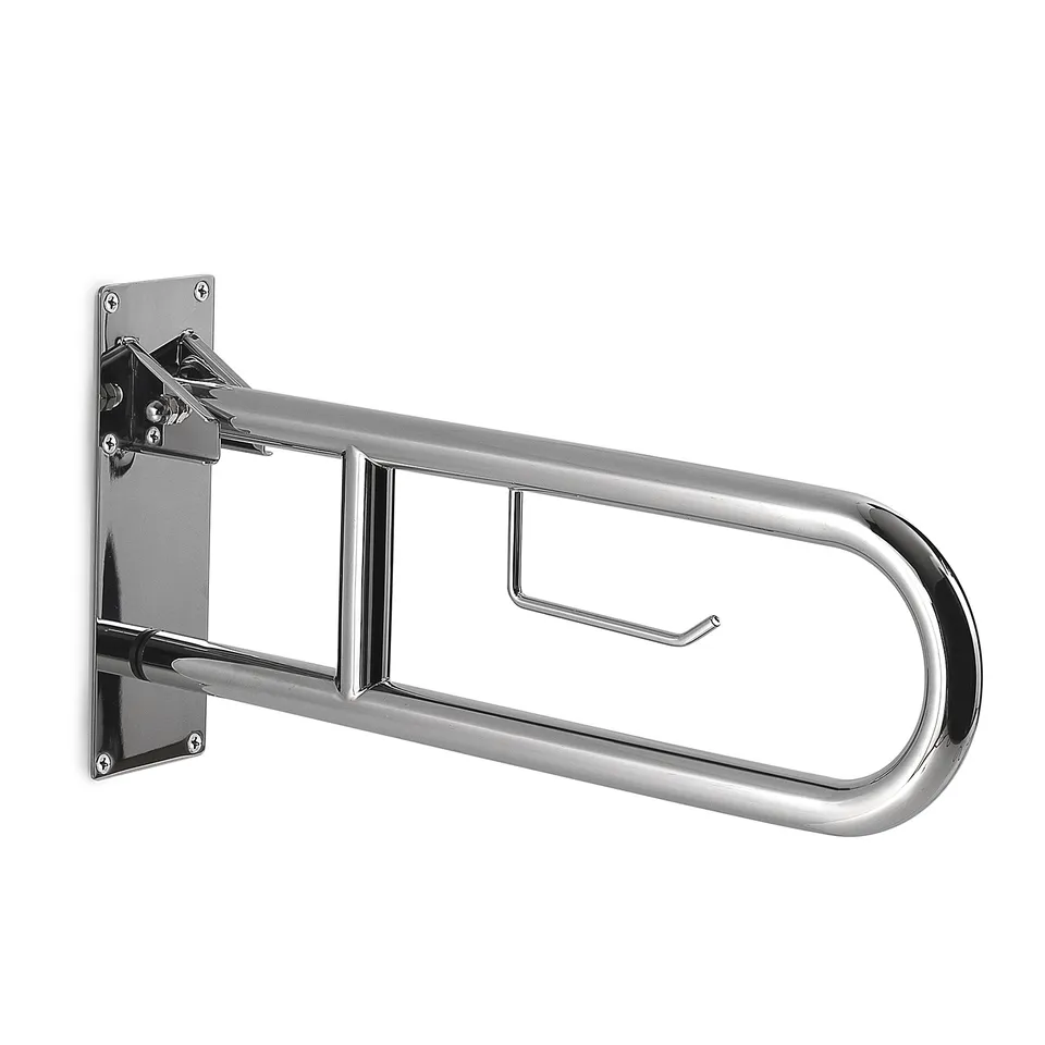 gedy-contract-snug-barre-d-appui-rabattable-chrome-avec-porte-rouleau image 1