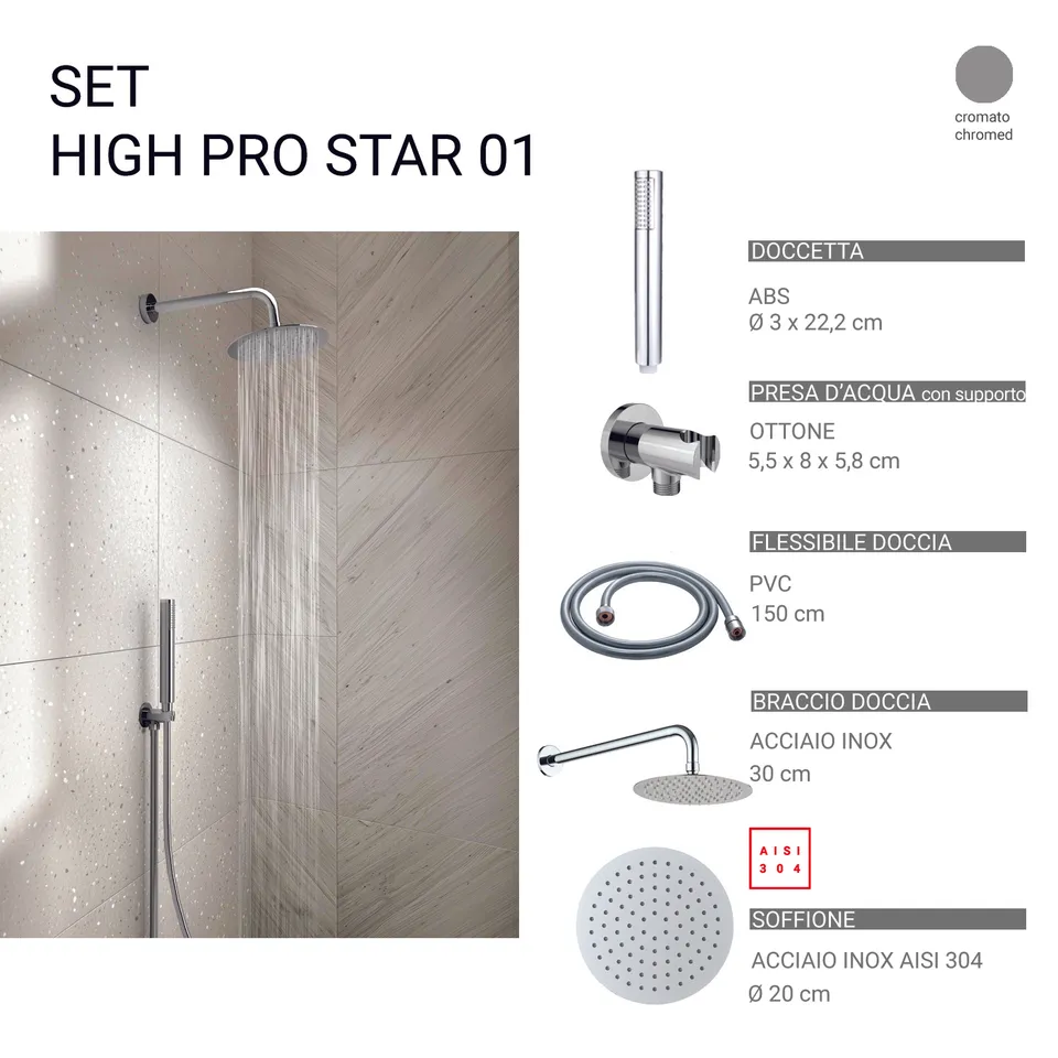 gedy-high-pro-star-01-ensemble-douche-chrome-5-pi-ces image 1