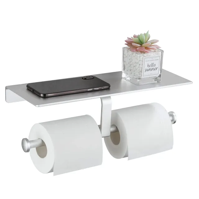gricol-porte-rouleaux-papier-toilette-double-argent-avec-tag-re image 1