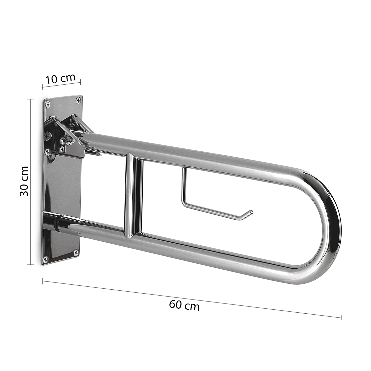 gedy-contract-snug-barre-d-appui-rabattable-chrome-avec-porte-rouleau image 2