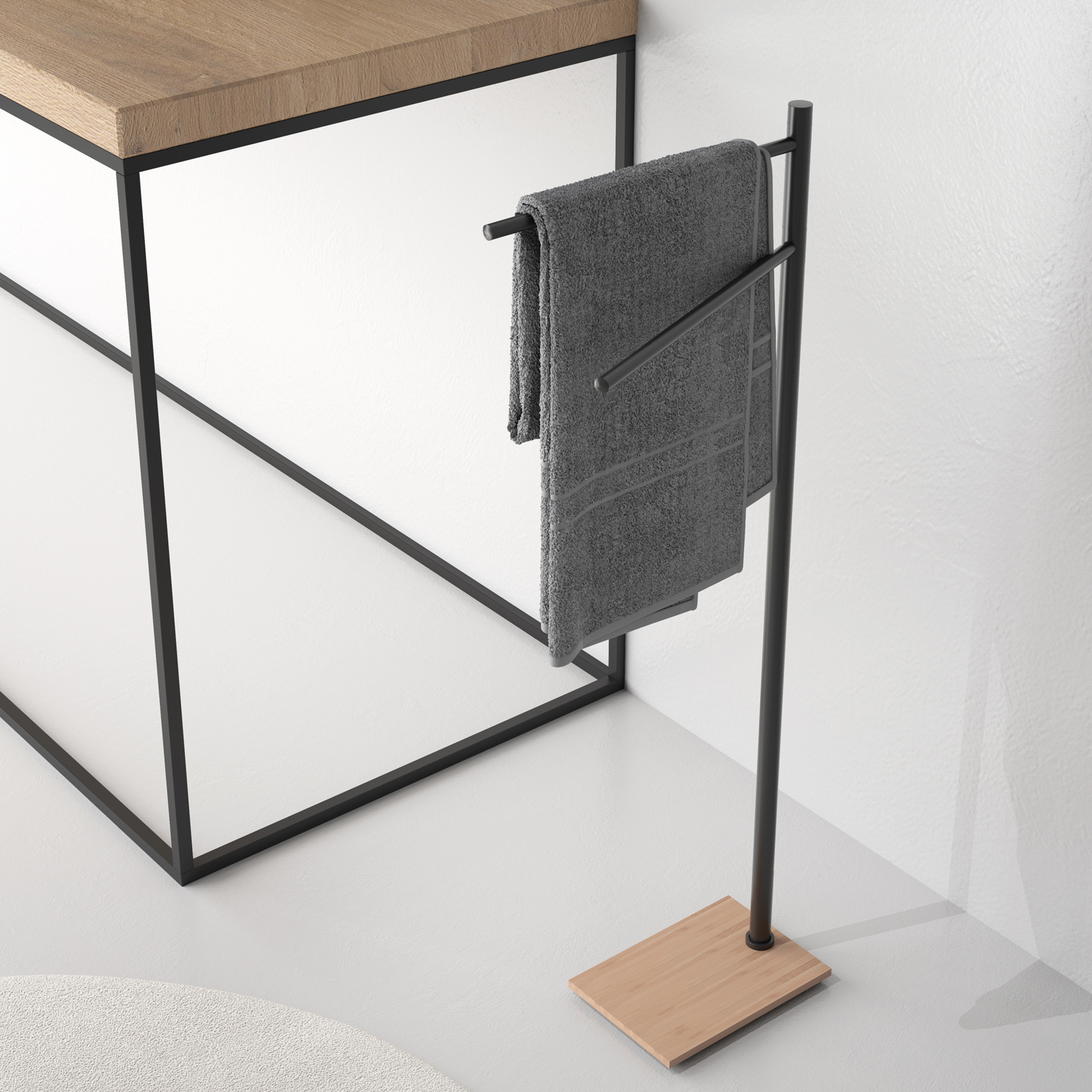 gedy-trilly-bamboom-porte-serviette-sur-pied-noir image 3