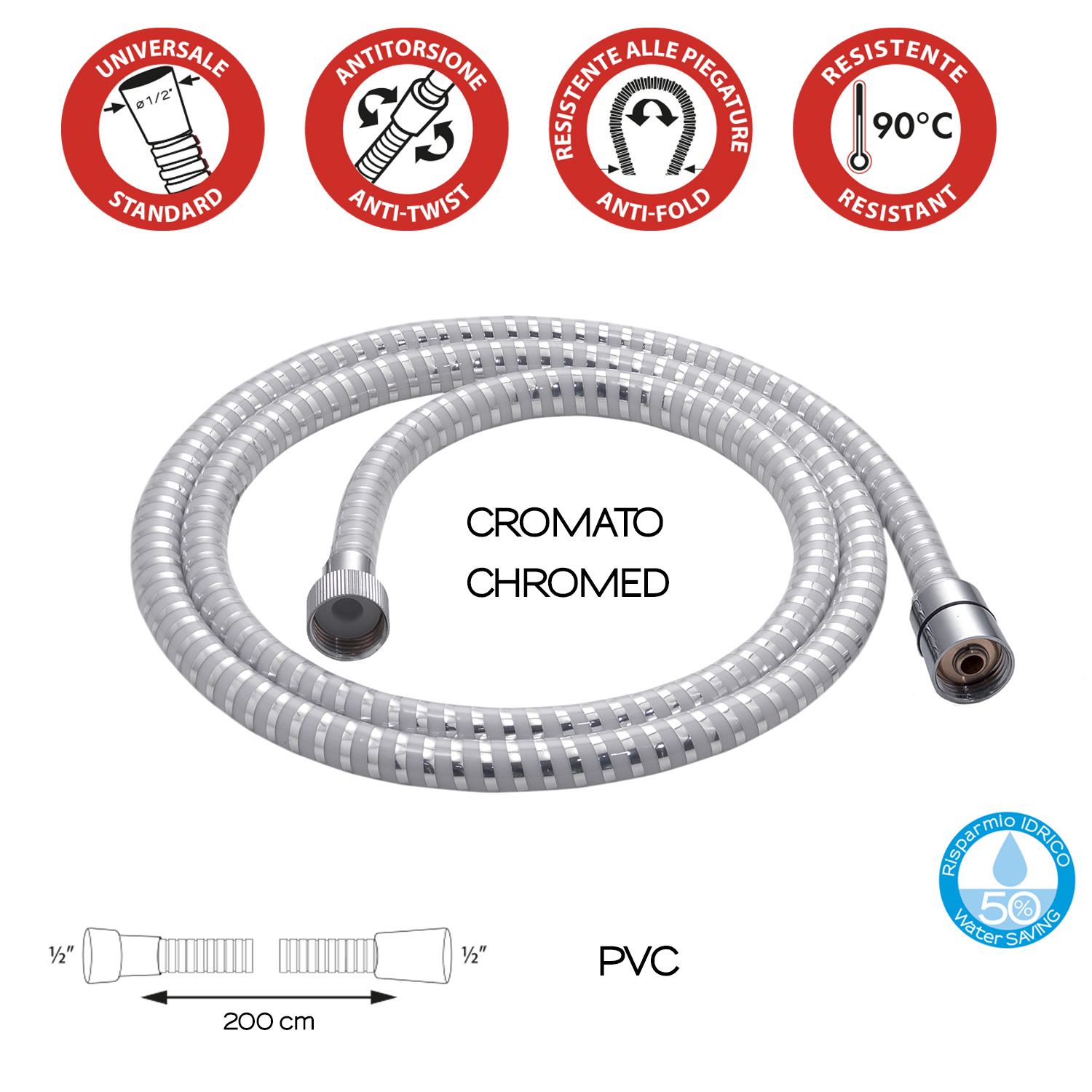 gedy-double-white-00-flexible-de-douche-blanc-chrome image 2