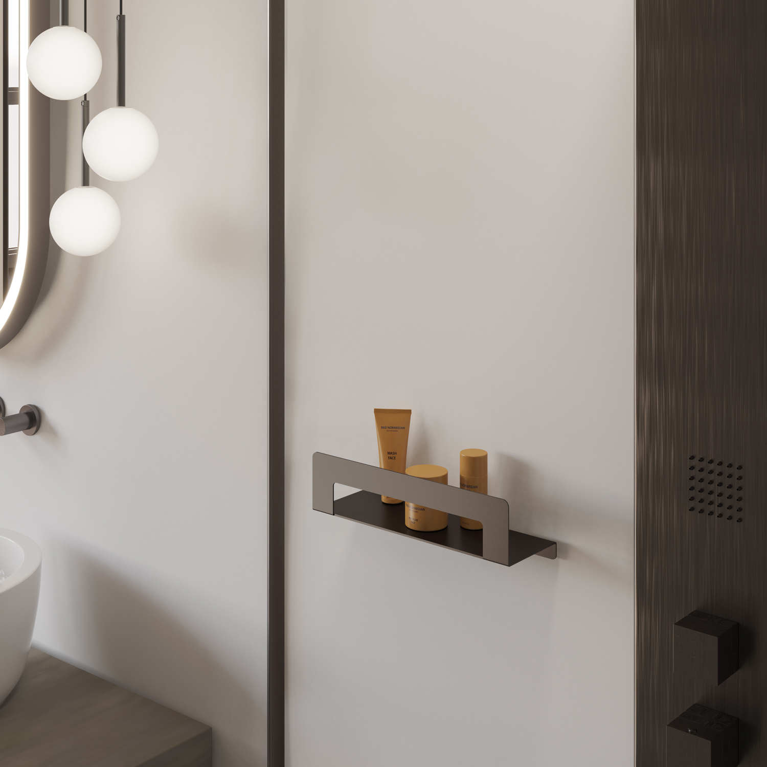 gedy-cleo-tag-re-douche-gun-metal-porte-objets image 4