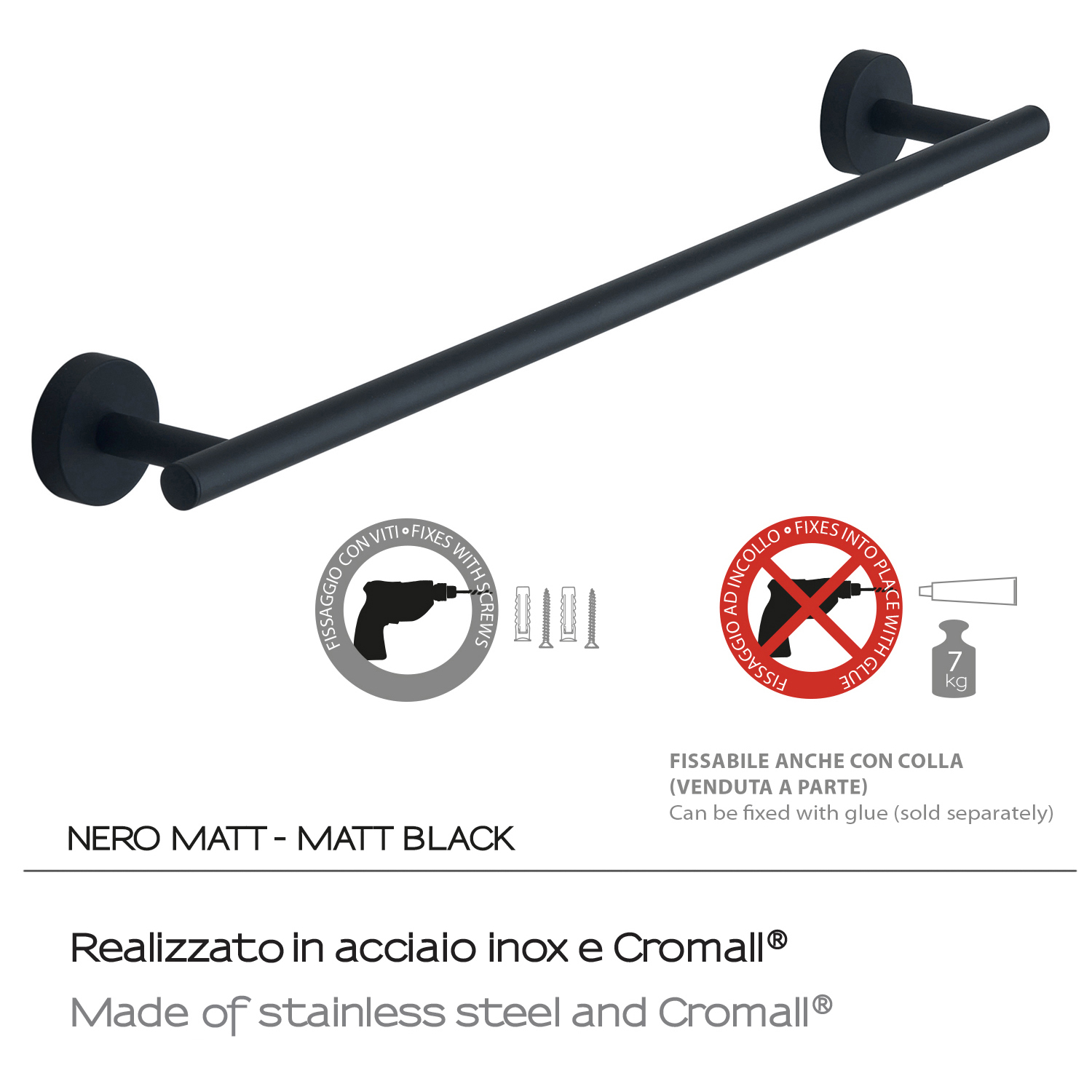 gedy-eros-porte-serviette-45-cm-noir-mat-fixer image 4
