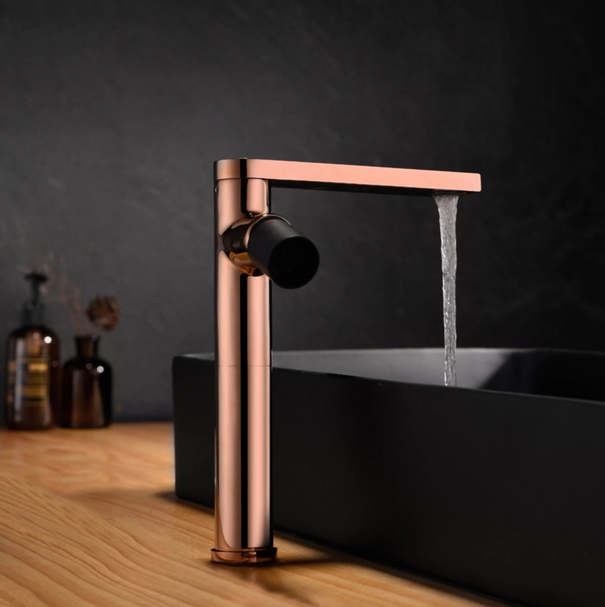 hudor-p-n-e-robinet-lavabo-sur-lev-or-rose-noir image 2