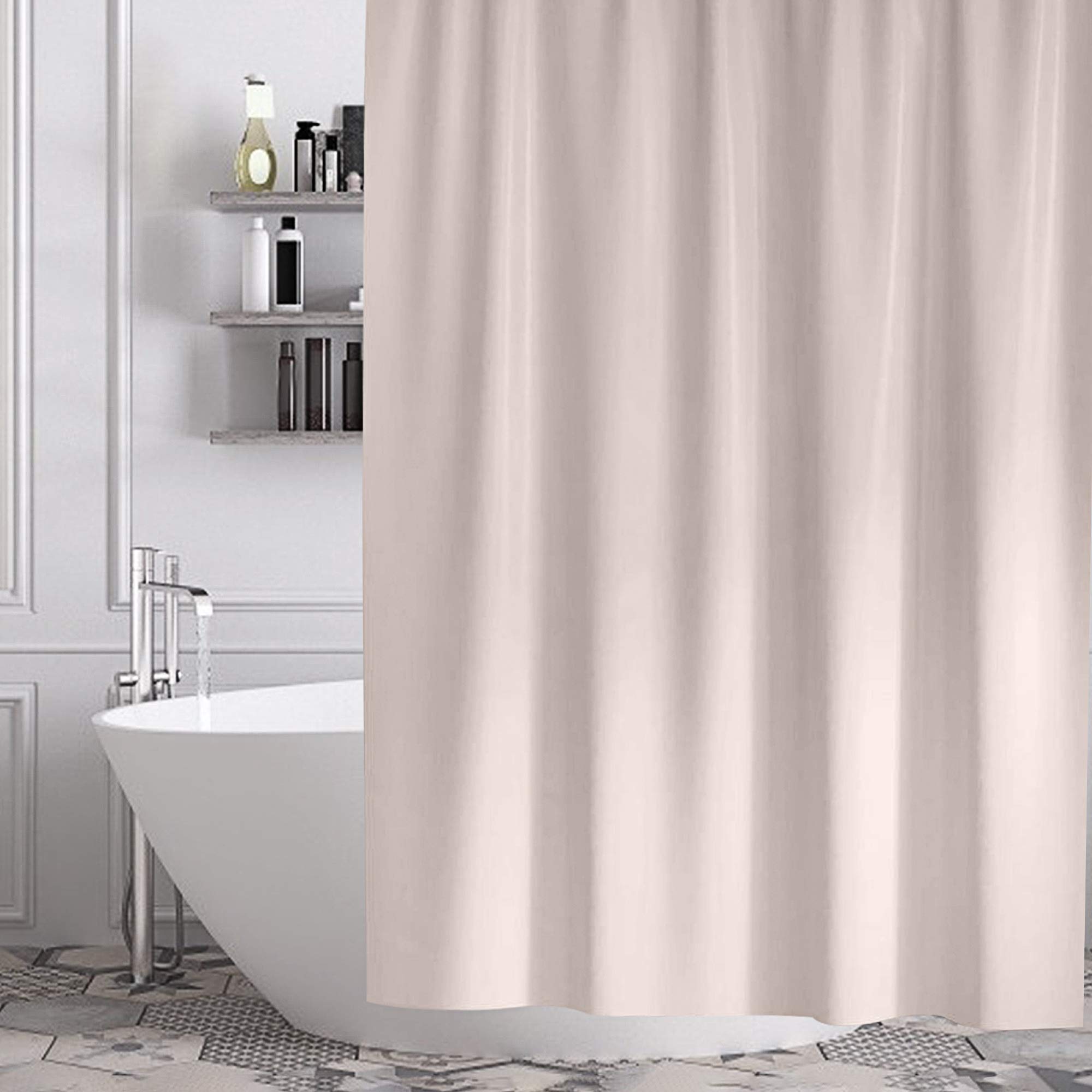 gricol-rideau-de-douche-180x180-imperm-able-beige-lavable-12-crochets image 1