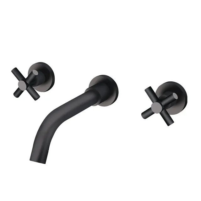 hudor-c-phise-004-robinet-lavabo-mural-noir-mat-laiton image 1