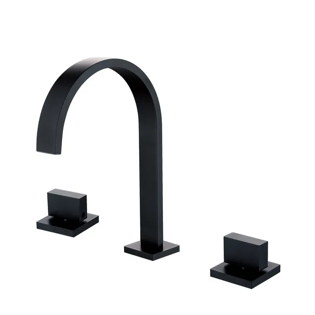 hudor-alph-e-834-robinet-lavabo-noir-mat-3-trous-laiton image 1