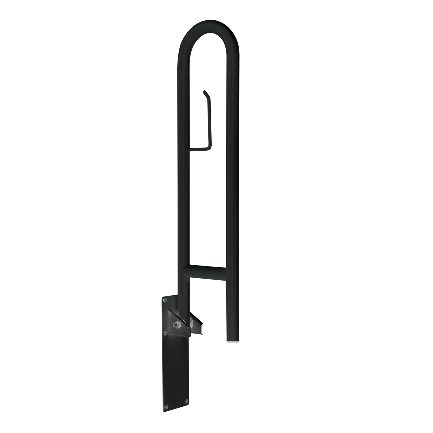 gedy-snug-barre-de-soutien-repliable-wc-noir-mat-porte-rouleau image 3