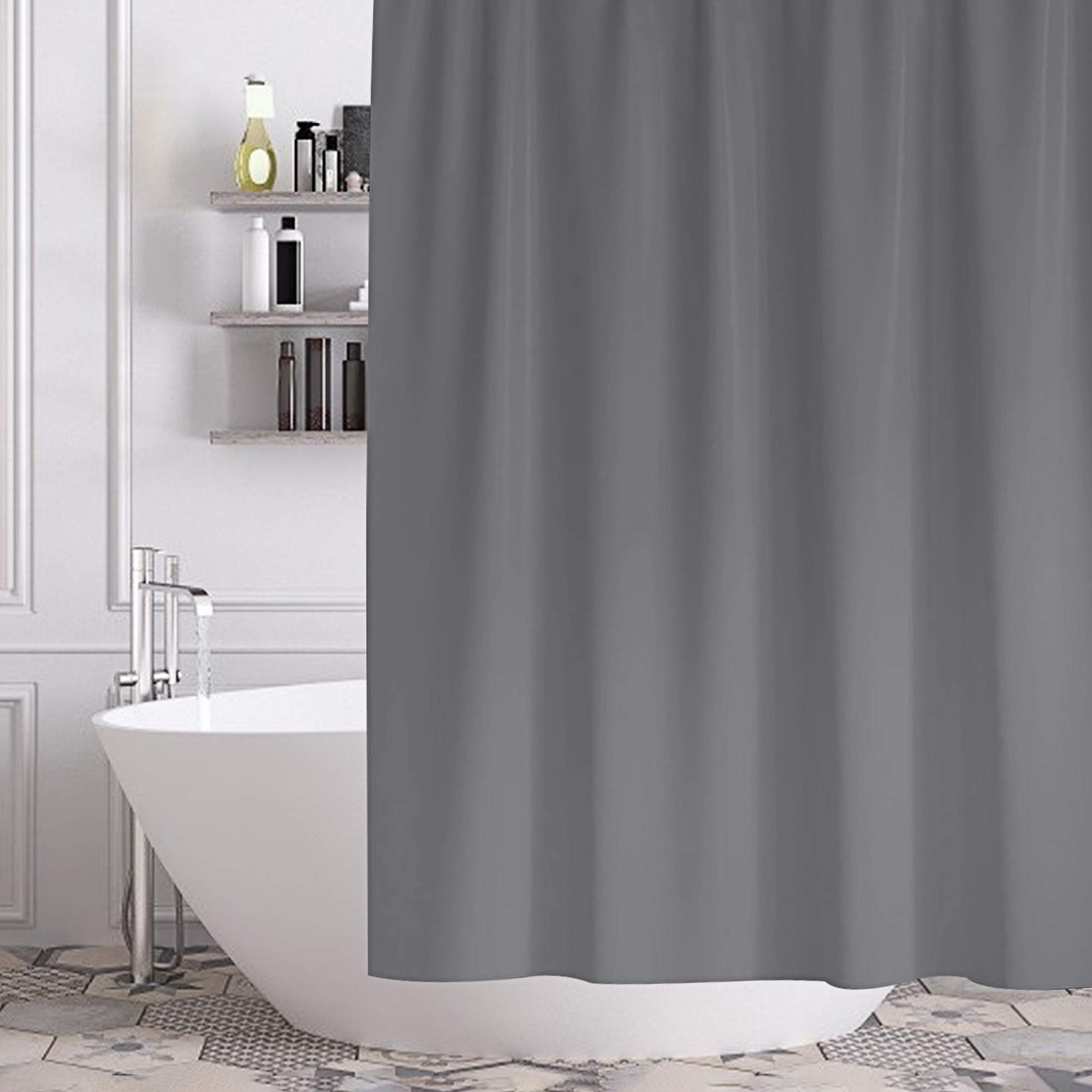 gricol-rideau-de-douche-180x180-imperm-able-gris-lavable-12-crochets image 1