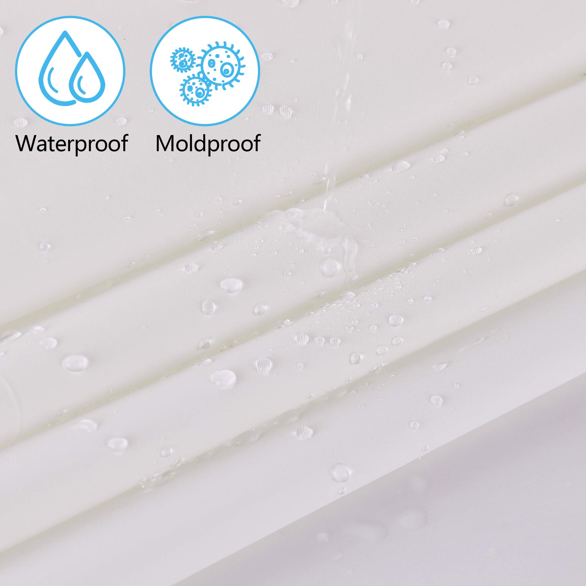 gricol-rideau-de-douche-180x180-imperm-able-blanc-lavable-12-crochets image 2