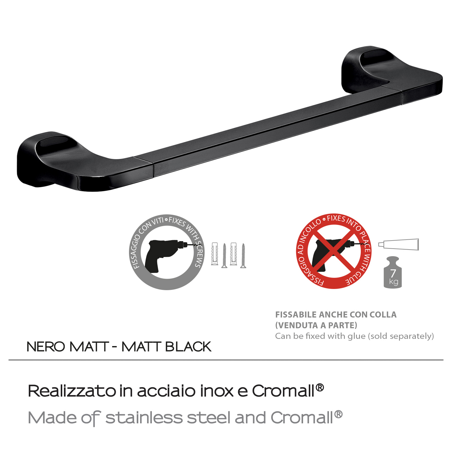 gedy-stelvio-porte-serviette-35-cm-noir-mat image 4
