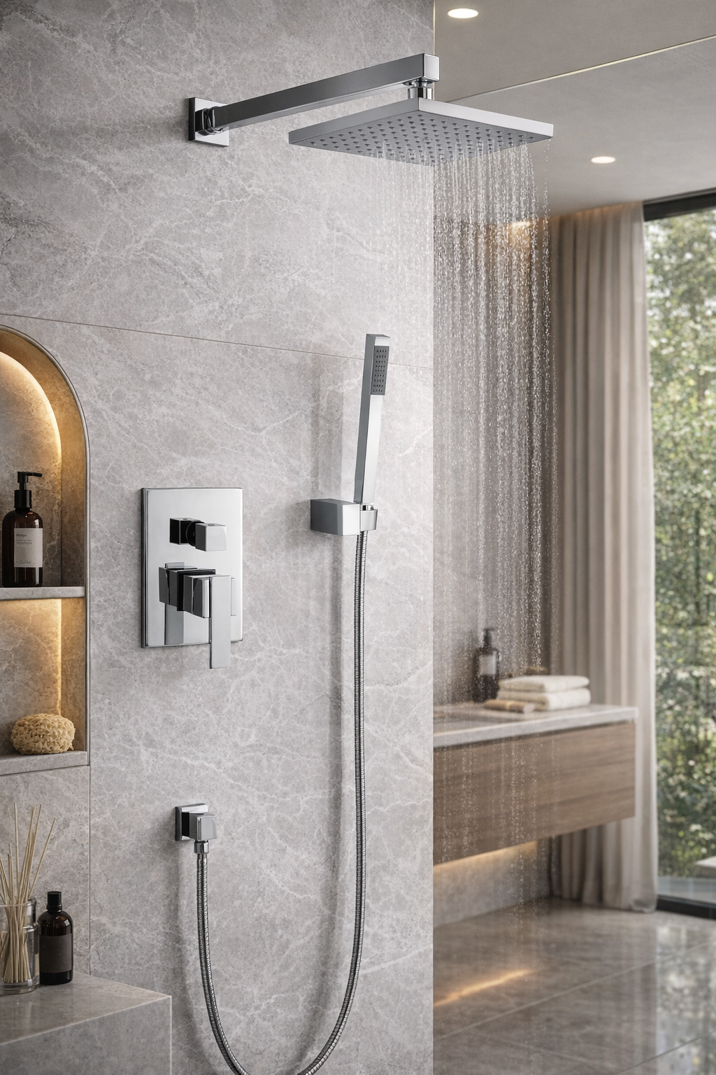 hudor-essential-sc213-douche-encastr-e-chrom-200-mm image 2