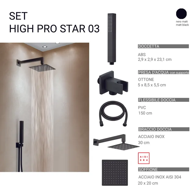 gedy-high-pro-star-03-ensemble-douche-5-pi-ces-noir-mat image 1