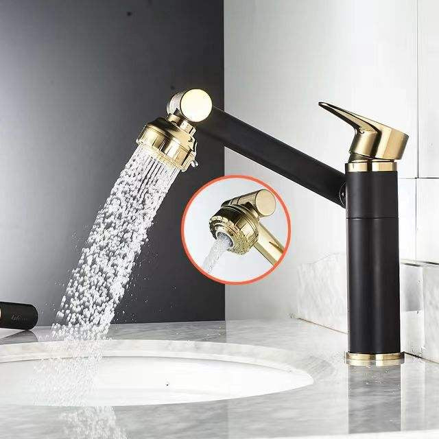 hudor-scamandre-090-robinet-lavabo-noir-et-or-t-te-modulable image 2