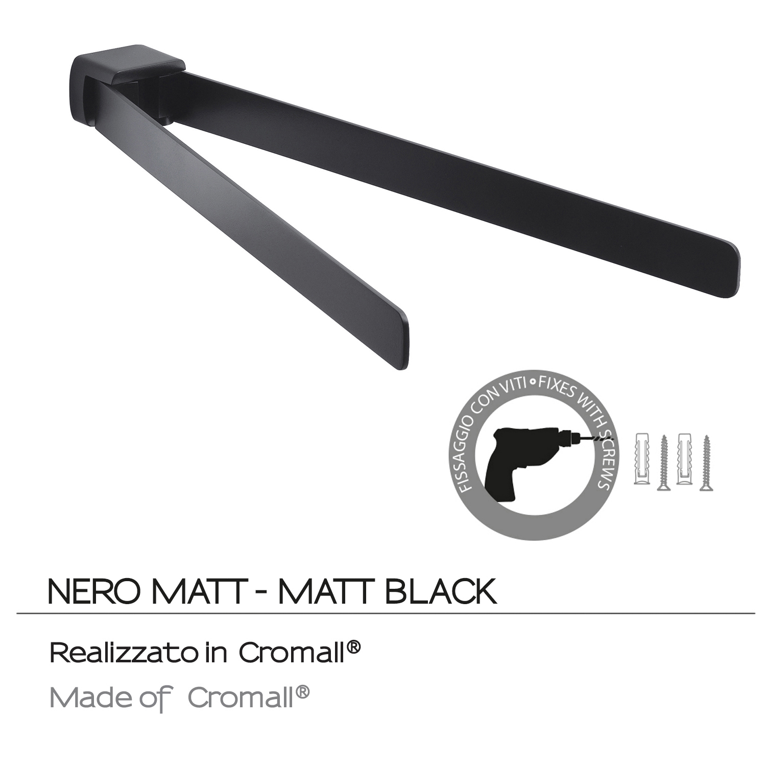 gedy-pirenei-porte-serviette-r-glable-noir-mat image 3