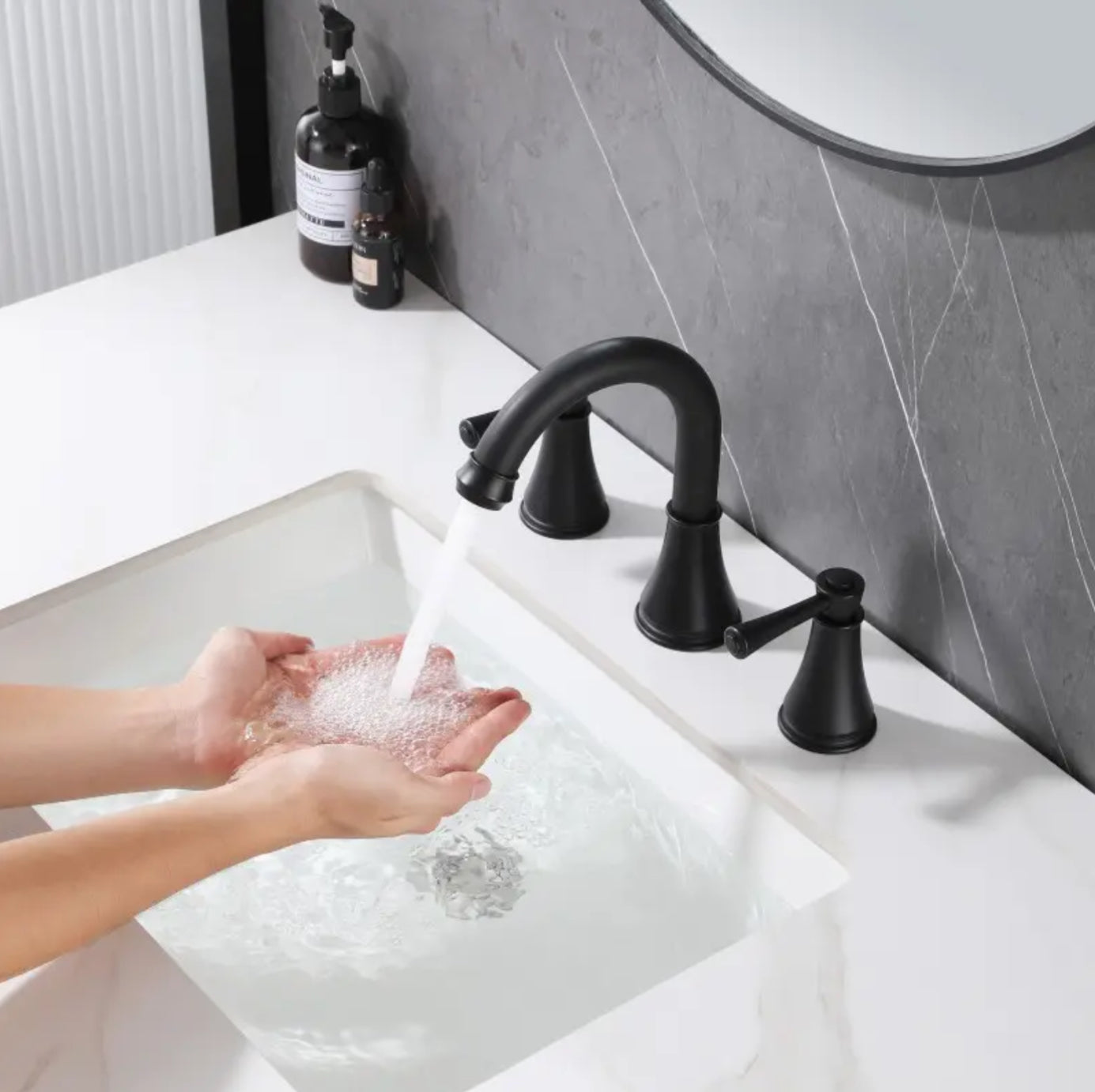 hudor-c-phise-robinet-lavabo-3-trous-noir-mat-cygne image 2