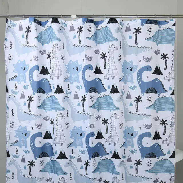 gedy-dinosaurs-rideau-de-douche-180x200-blanc-bleu image 1
