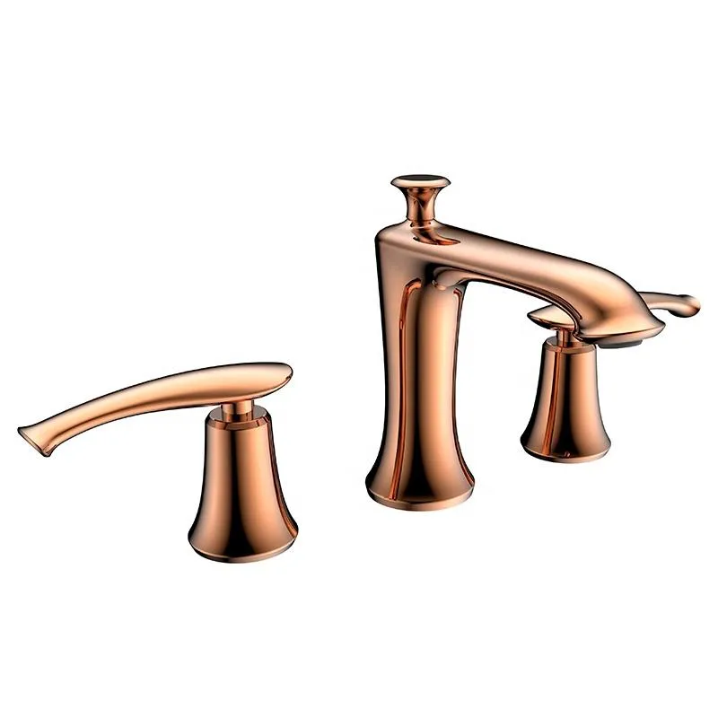 hudor-p-n-e-robinet-lavabo-3-trous-rose-dor-col-de-cygne image 1