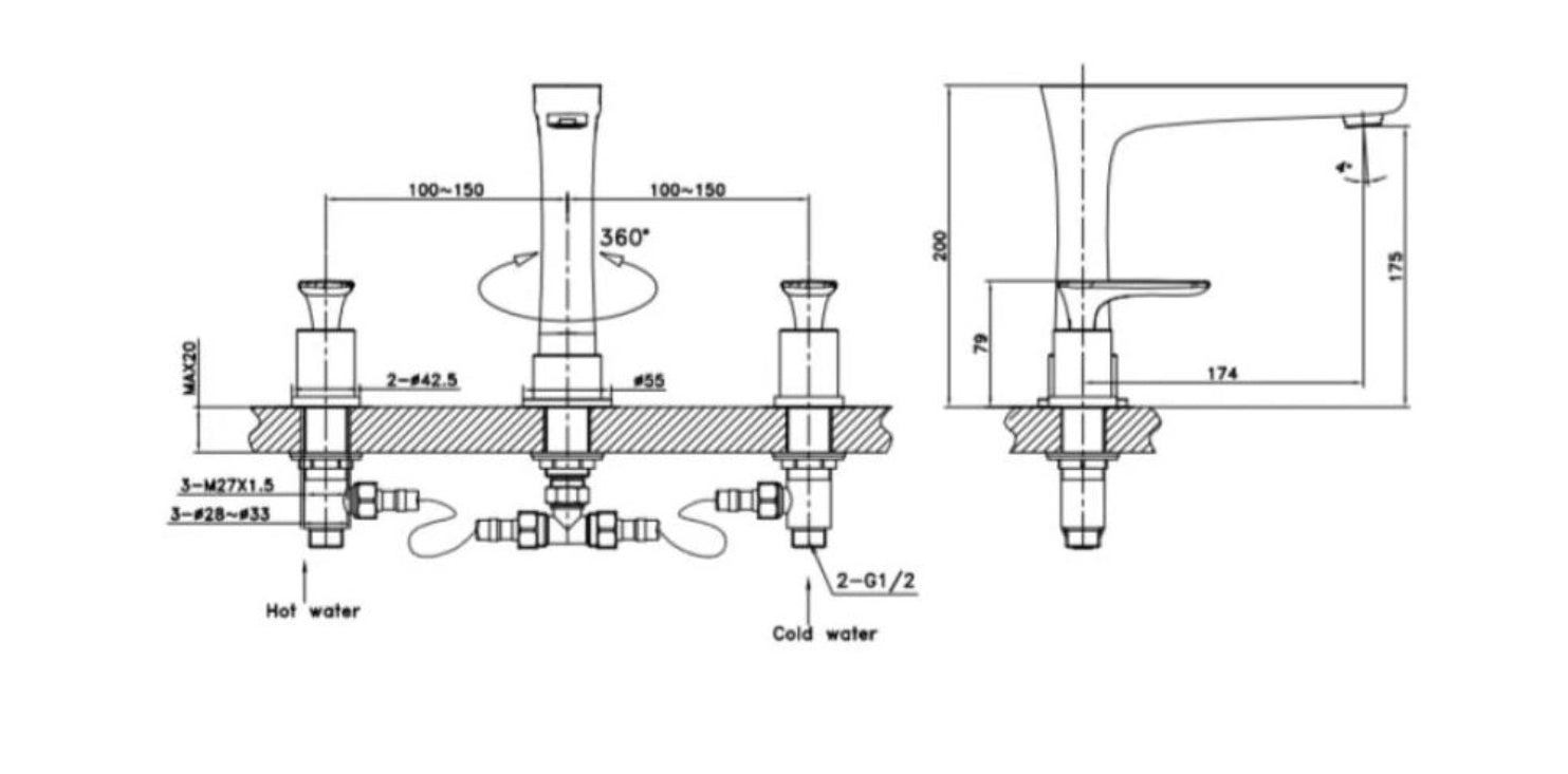 hudor-eas-b1121600-robinet-lavabo-nickel-bross-3-trous image 4