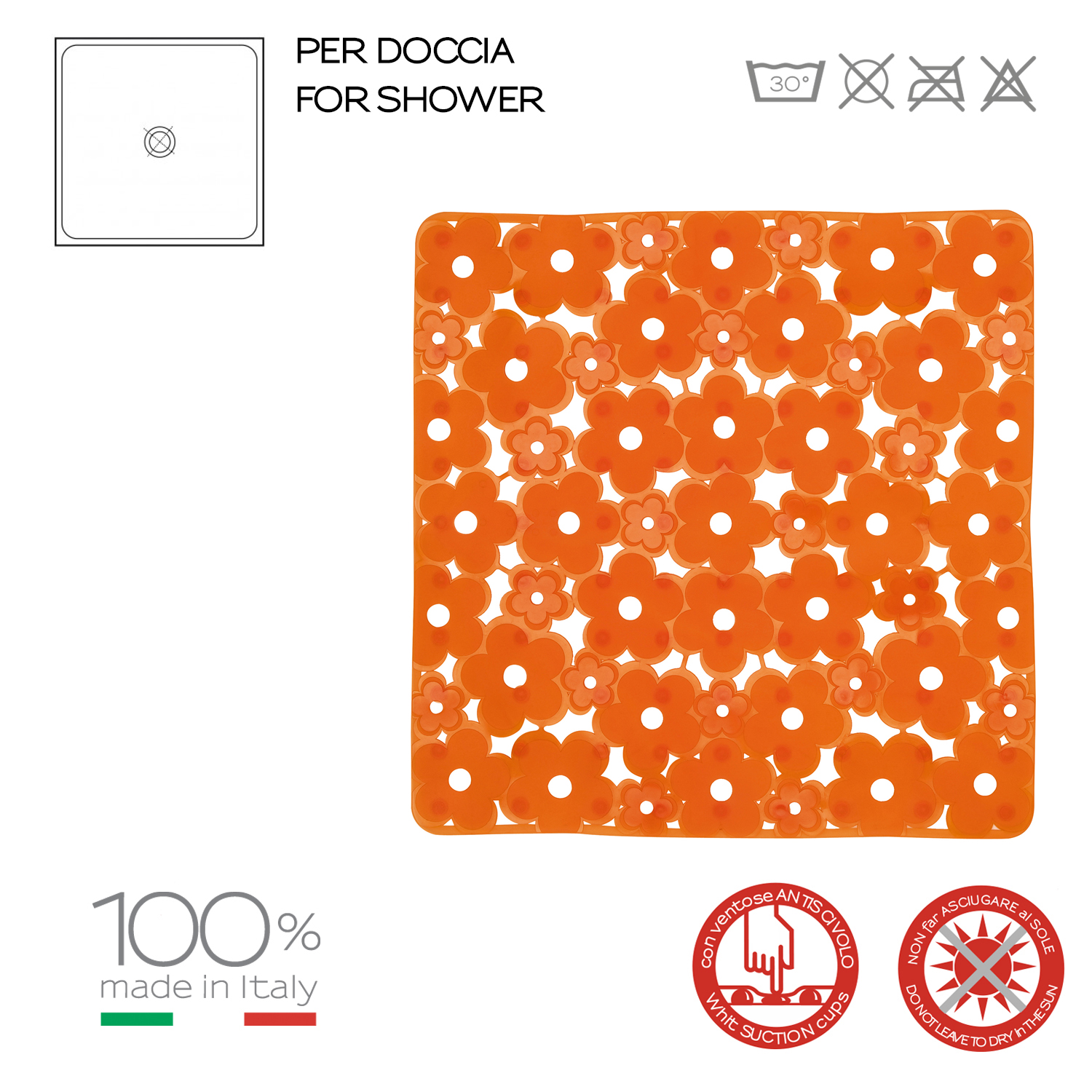 gedy-margherita-tapis-de-douche-53x53-cm-orange-transparent image 4
