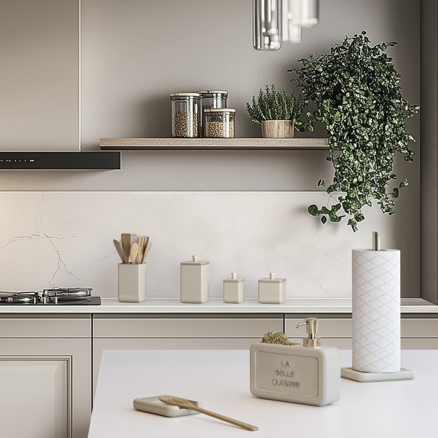gedy-meringa-porte-couverts-cuisine-blanc-beige image 4