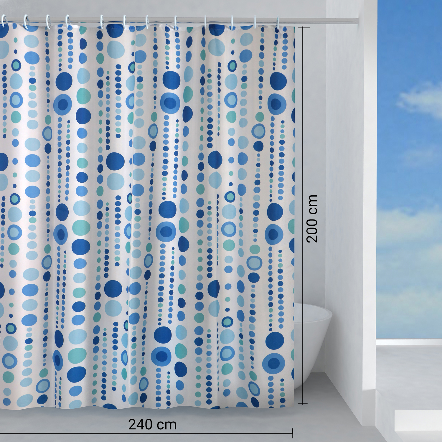 gedy-frizz-rideau-de-douche-240x200-cm-bleu image 2