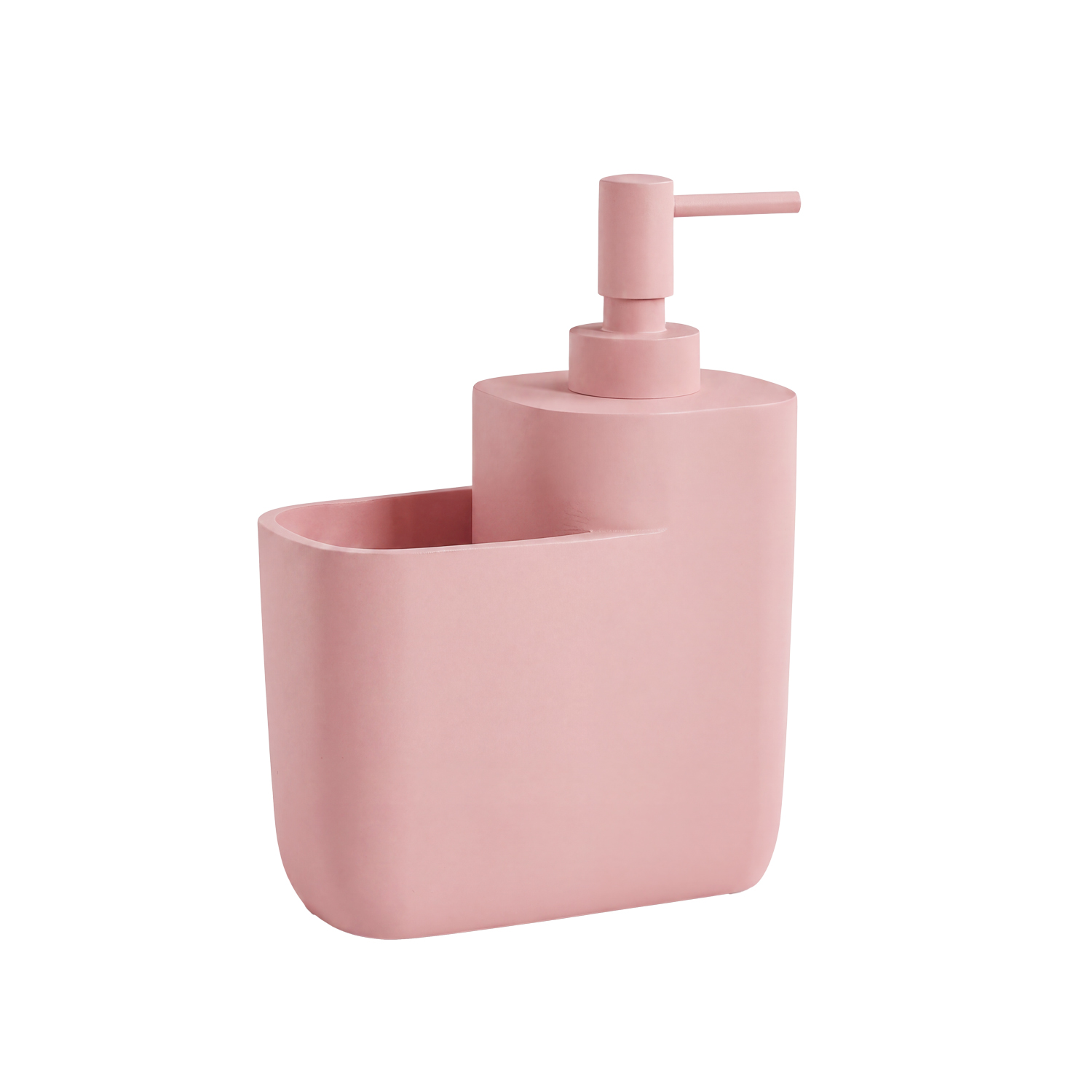 gedy-ylenia-distributeur-de-savon-rose-mat-avec-porte-brosse image 1